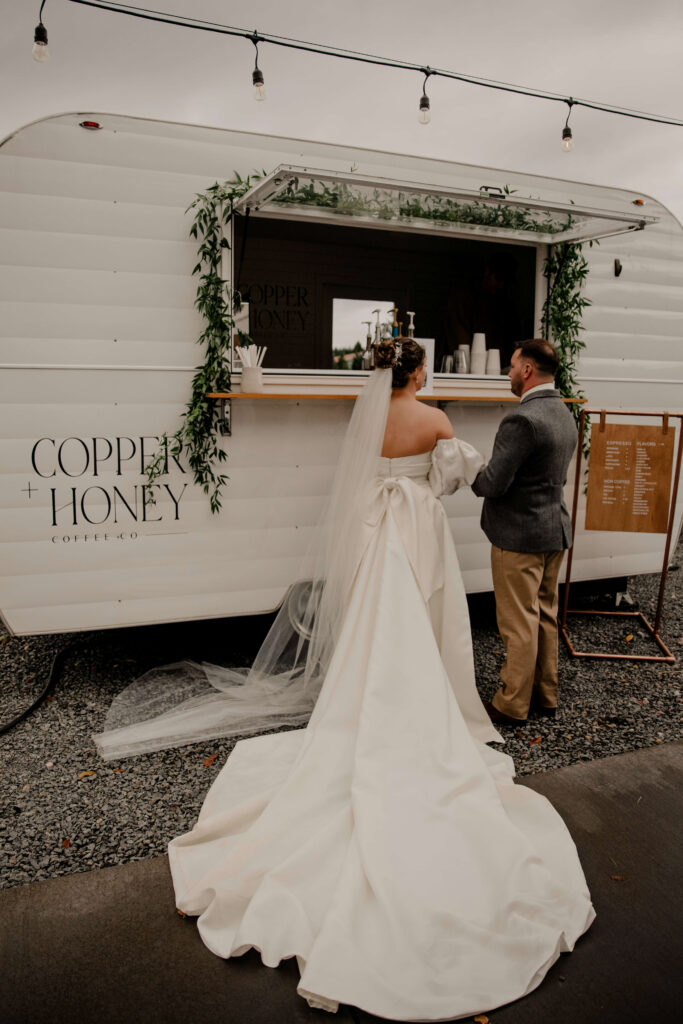 wedding couple coffee truck wedding reception sage and social