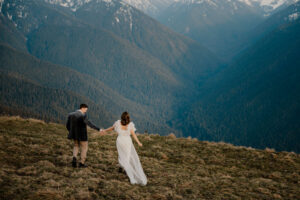 elopement couple at olympic national park mountain side view