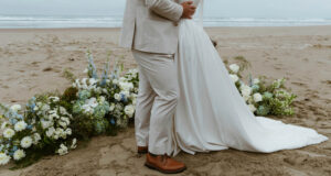 Floral ground arch on the oregon coast for a vow renewal