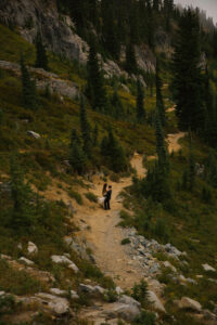couple hikes during their mount rainier elopement